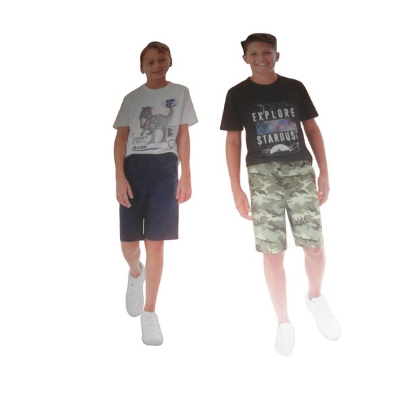 Boys 2-Pack Size 8 Woven Shorts, Camo Green & Blue w/ Elastic Waist - Free Ship - Picture 3 of 6